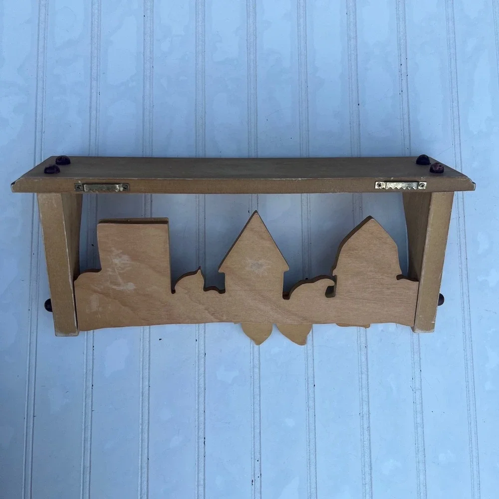 Rustic Wooden Birdhouse Wall Shelf Feathers Seed Company Folk Art  Decor